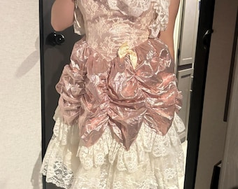 loralie vintage glam pink metallic prom size small