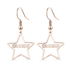 Custom Engraved Name Earrings Stainless Steel Star Shaped Personalized Jewelry Gift Hypoallergenic Lightweight Women Girls Birthday