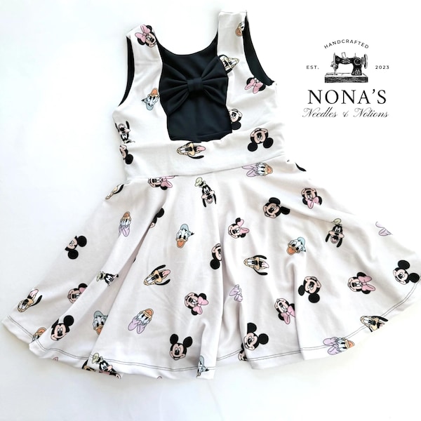 Character Inspired Twirl Dress | Girls Bow Back Dress | Handmade Toddler Dress | Theme Park Outfit | Girls Party Dress