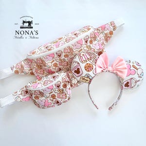 Mommy and Me Fanny Pack Set | Matching Bum Bags with Mouse Ears | Pink Park Snacks Bum Bag | Matching Theme Park Accessories
