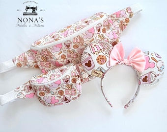 Mommy and Me Fanny Pack Set | Matching Bum Bags with Mouse Ears | Pink Park Snacks Bum Bag | Matching Theme Park Accessories