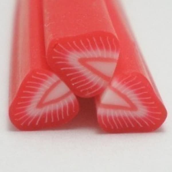 Pack of 3 - S100 Fruit - Strawberry - Polymer Clay Cane for Miniature Food Deco and Nail Art