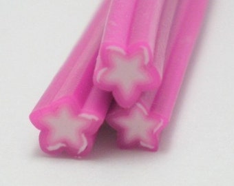 S035 Pink Star - Polymer Clay Cane for Miniature Deco and Nail Art