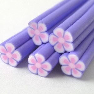 Pack of 3 - S140 Tiny Lilac Flower - Polymer Clay Cane for Miniature Food Deco and Nail Art (USD35 Free Ship Worldwide*)