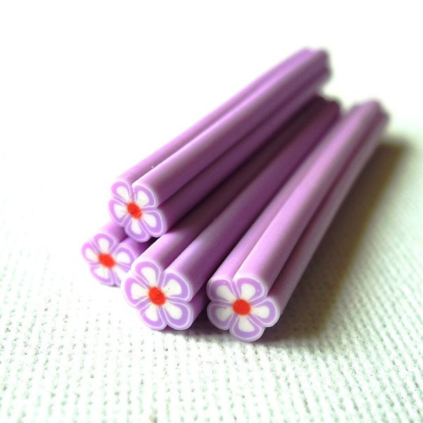 Pack of 3 - S001 Lilac Blossom - Polymer Clay Cane for Miniature Food Deco and Nail Art (USD35 Free Ship Worldwide*)