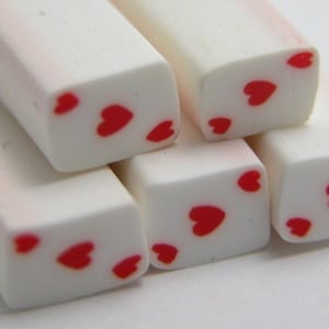 S067 Poker Face - Ace of Heart - Polymer Clay Cane for Miniature Food Deco and Nail Art
