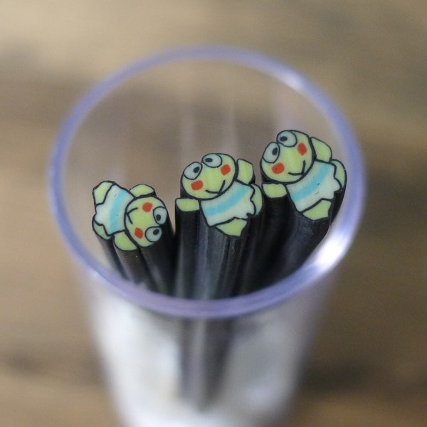 Lot de 3 - S009 Petite Grenouille Verte - Canne en Argile Polymère pour Déco Alimentaire Miniature et Nail Art (35 USD Livraison Gratuite dans le Monde*)