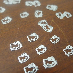 Kawaii Kitty Metal Stamp Mini Cabochons (Matte Silver - 20 pcs)