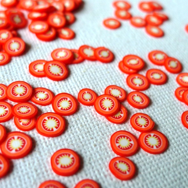 Tomato - Vegetable shape cane slices (3gsm) - Polymer clay cane slices for miniature food deco and nail art