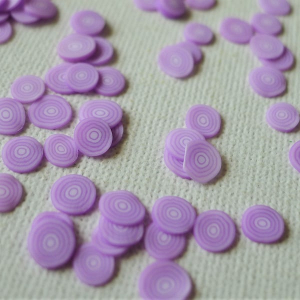 Purple Onion Slice - food shape cane slices (3gsm) - Polymer clay cane slices for miniature food deco and nail art