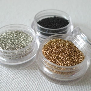 Fake codette di zucchero / Micro biglie (pietra Trio - argento oro nero della sabbia) - per Deco cibo in miniatura e Nail Art