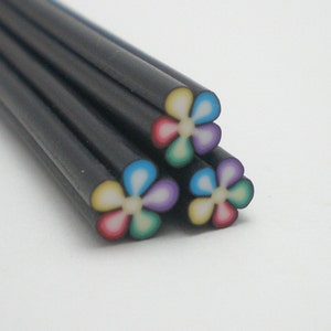 Pack of 3 S078 Rainbow Blooms Polymer Clay Cane for Miniature Food Deco and Nail Art USD35 Free Ship Worldwide image 1