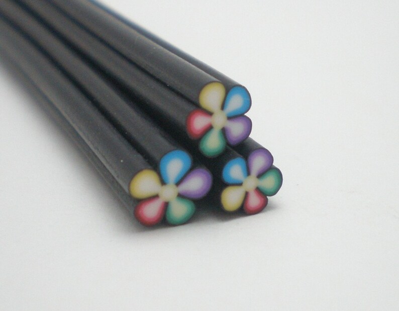 Pack of 3 S078 Rainbow Blooms Polymer Clay Cane for Miniature Food Deco and Nail Art USD35 Free Ship Worldwide image 1
