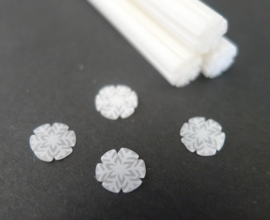 Pacote com 3 - S115 Flocos de neve brancos de inverno - Bengala de argila de polímero para decoração de alimentos em miniatura e Nail Art (US$ 35, frete grátis para todo o mundo*)