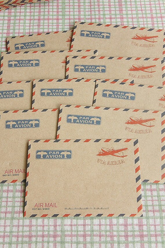 Items similar to Air Mail Kraft EnvelopesSet of 10 Kraft Paper