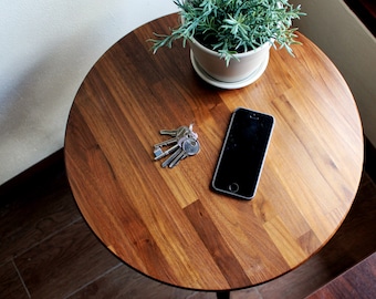 Classic Walnut Teak End / Side Table or Nightstand - Classic Mid Century Modern Eames Style Wood Boho Furniture Design