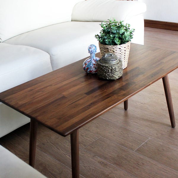 Classic Walnut Teak Coffee Table - Mid Century Modern Eames Style Design Boho Wood Furniture