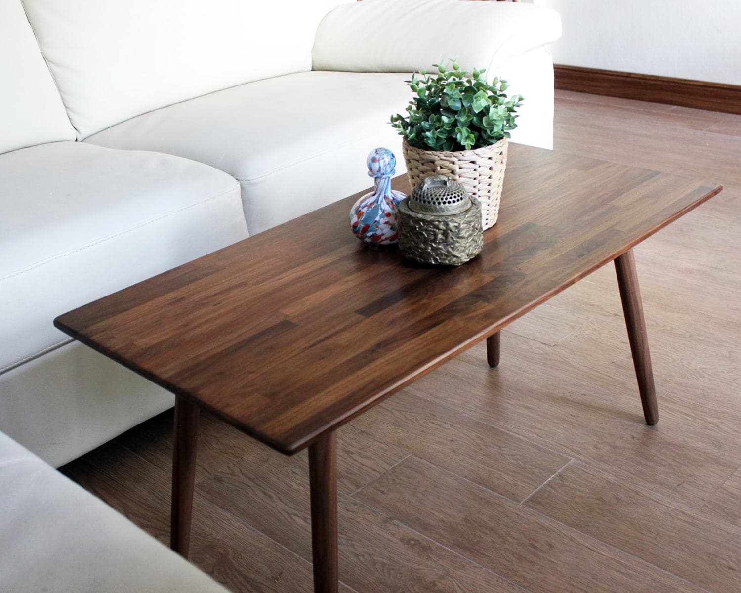 Classic Walnut Coffee Table Modern Wood Furniture Mid | Etsy