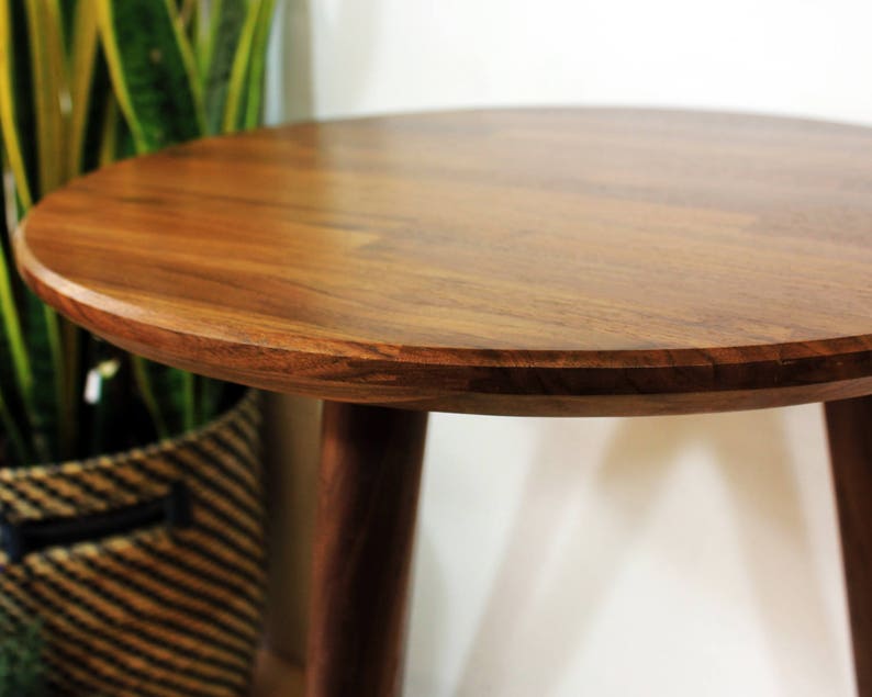 Classic Walnut Wood End Side Table or Nightstand Classic Geometric Modern Mid Century Hardwood Furniture Design