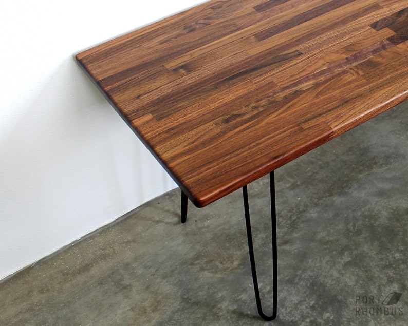 36in Walnut Teak Wood Coffee Table Hairpin Legs Modern Furniture Mid Century Eames Style Reclaimed Hardwood Design Bild 2