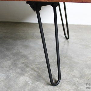 36in Walnut Teak Wood Coffee Table Hairpin Legs Modern Furniture Mid Century Eames Style Reclaimed Hardwood Design Bild 4