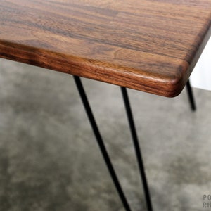 36in Walnut Teak Wood Coffee Table Hairpin Legs Modern Furniture Mid Century Eames Style Reclaimed Hardwood Design image 3