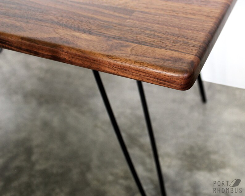 36in Walnut Teak Wood Coffee Table Hairpin Legs Modern Furniture Mid Century Eames Style Reclaimed Hardwood Design image 3