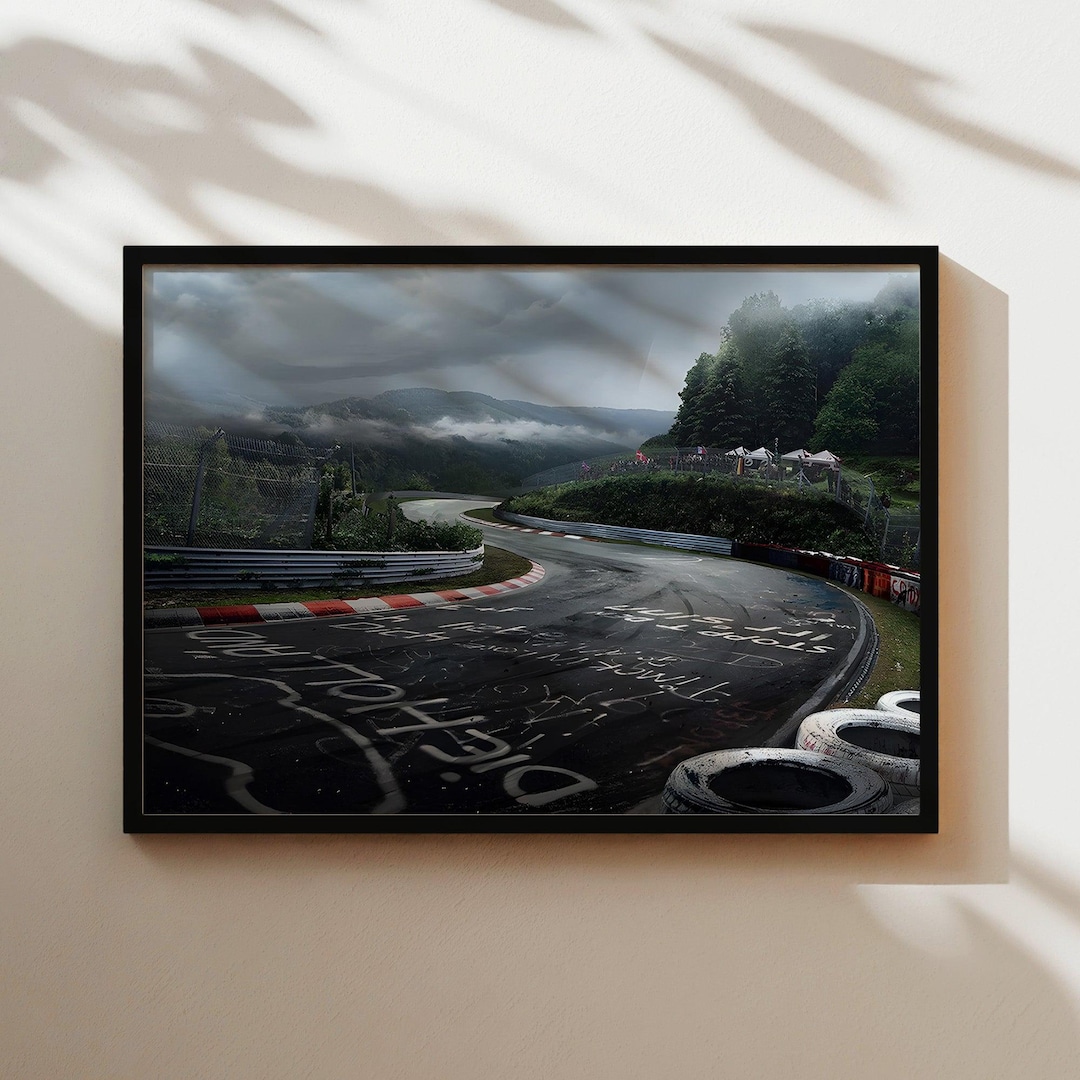 Legendary Curve Nürburgring Nordschleife Racing Track Wall Art - Motorsport Graffiti ...