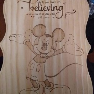 Mickey and Minnie Wood Burn Art