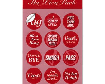 Diva Sticker Sheet – 12 Funny Stickers