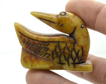 Natural Jadeite Jade Amulet Pendant Happy Lucky Love Birds Mandarin Ducks