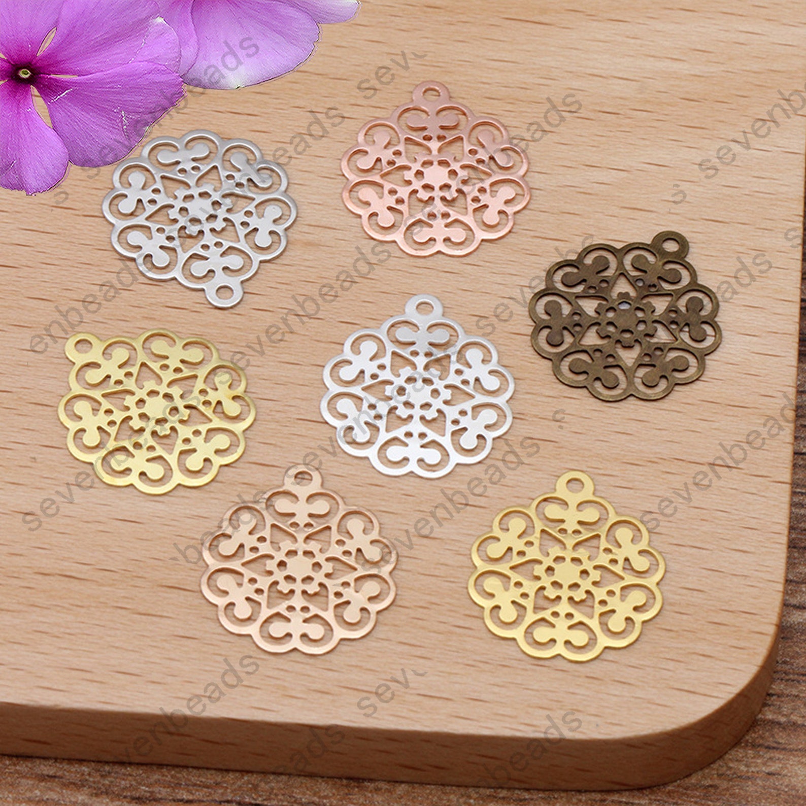 200pcs 1517mm Lace Flower Filigree Jewelry Connectors Etsy