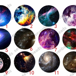 Cabochons ronds finis de verre de 10mm-30mm, cabochon en verre de photo, cabochons étoilés de nuit, cabochons striés, cabochons de galaxie, impression de galaxie