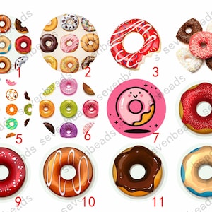 Cabochons ronds finis de verre de 10mm-30mm, cabochon en verre de photo, cabochons de donut, cabochons de beignet, cabochons saupoudrés assortis de beignet