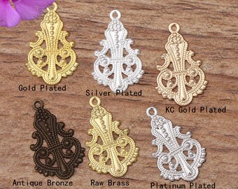 100pcs 14*23mm lace flower Filigree Jewelry Connectors Setting,filigree Connector,Filigree Findings,Raw Brass Findings,filigree Charms