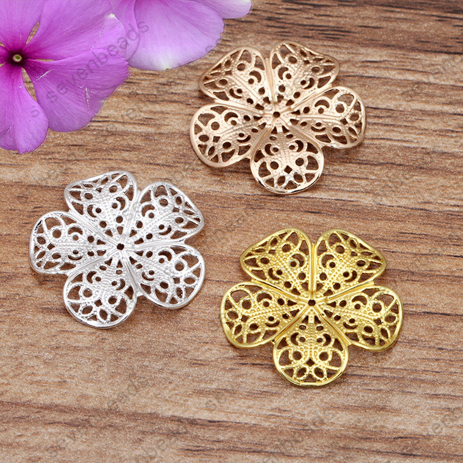 50pcs 25mm Lace Flower Filigree Jewelry Connectors Etsy