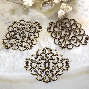 50 pcs 36mm*30mm Raw Brass lace diamond Filigree Jewelry Connectors Setting,filigree Connector Findings,Filigree Findings,Filigree finding