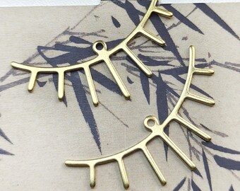 10 pcs Raw Brass Eyelash Earring Charms, Jewelry Making Supplies