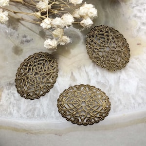 50pcs 30*24mm lace oval flower Filigree Jewelry Connectors Setting,filigree Connector,Filigree Findings,Raw Brass Findings,filigree Charms