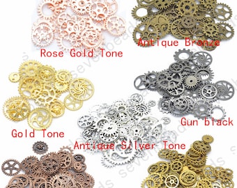 Ciondoli con ingranaggi misti da 100 g, ciondolo steampunk, connettori con ingranaggi steampunk, componenti per collane, forniture per la creazione di gioielli, componenti per gioielli