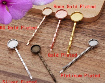 50 pcs Fit Round Cabochon Base Hairpin, Hair Clips, Baby Pins Tray Findings, Hair Accessories, Hair Barrettes ,Baby Clips