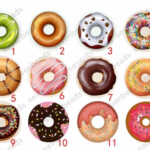 Cabochons ronds finis de verre de 10mm-30mm, cabochon en verre de photo, cabochons de donut, cabochons de beignet, cabochons saupoudrés assortis de beignet