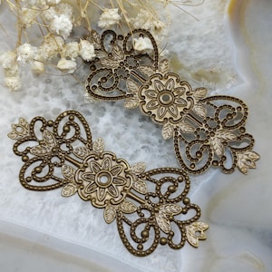 30pcs 31mm*74mm Raw Brass lace Flower Filigree Jewelry Connectors Setting,filigree Connector Findings,Filigree Findings,Filigree findings