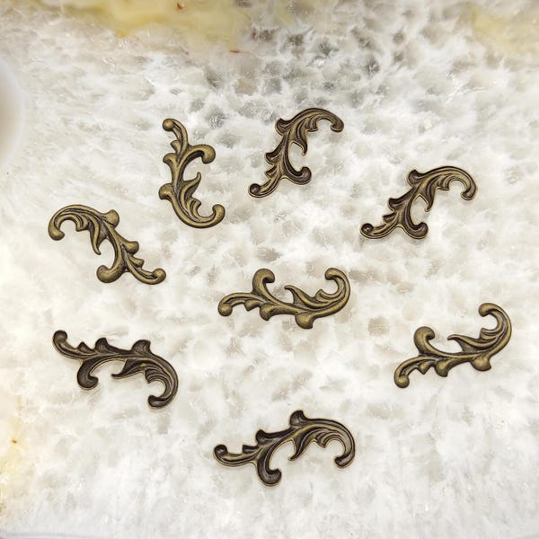 200pcs Raw Brass Filigree Connector Settings, Lace Wave Jewelry Findings