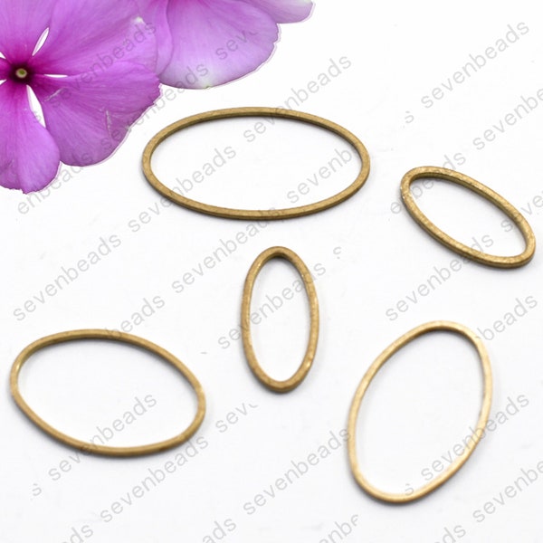 50pc Raw Brass Oval Connectors,Raw Brass Jewelry Findings,Ellipse Spacer Beads connectors,Jewelry Making,Diy Material Findings