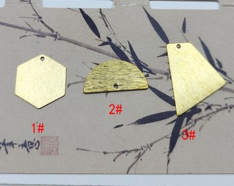 真鍮製六角形/半円形/台形チャーム、イヤリングパーツ、ジュエリー製作、DIY材料、ジュエリー用品