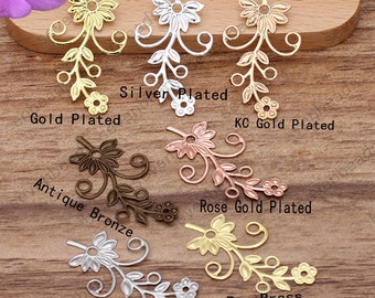 100 pcs 40mm Raw Brass lace Flower Filigree Jewelry Connectors Setting,filigree Connector Findings,Filigree Findings,Filigree finding beads