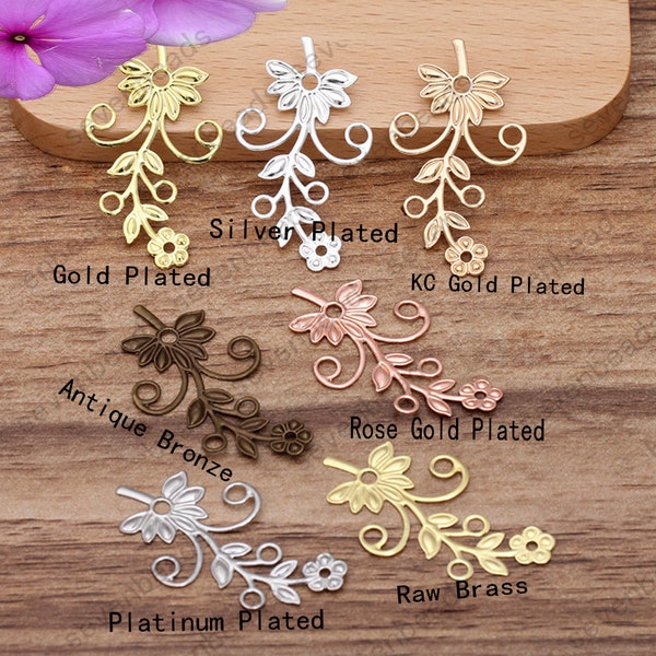 100 pcs 40mm Raw Brass lace Flower Filigree Jewelry Connectors Setting,filigree Connector Findings,Filigree Findings,Filigree finding beads