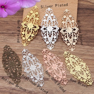 10pcs 35*80mm Raw Brass lace Flower Filigree Jewelry Connectors Setting,filigree Connector Findings,Filigree Findings,Filigree finding beads