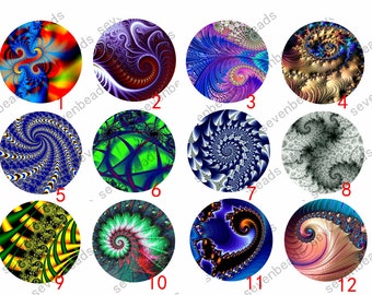 Könnte beinhalten: Zwölf runde, farbenfrohe, abstrakte Designs mit wirbelnden Mustern. Jedes Design ist einzigartig und verfügt über eine Vielzahl von Farben, darunter Blau, Grün, Rot, Gelb und Lila.